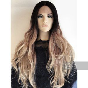 26" Ombre Ash Blonde Long Wig W/ Dark Roots| Chloe